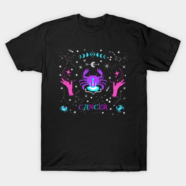 Cancer Zodiac Sign T-Shirt by Pink Syrup Workshop